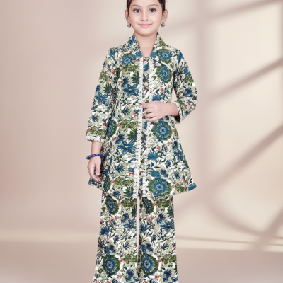 Floral Grace Kids Coat-Pant Set