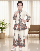 Royal Heritage Girls Ethnic Co-Ord Set – Cream & Rust Paisley Print