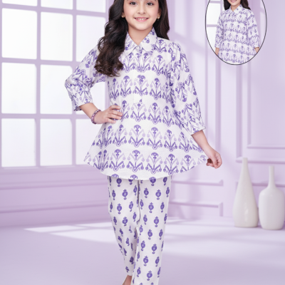 Lavender Grace Girls Coat-Pant Set