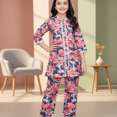 Peach Blossom Girls’ Printed Co-Ord Set