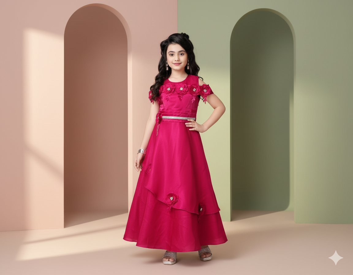 Princess Bloom Party Gown – Fuchsia Fantasy