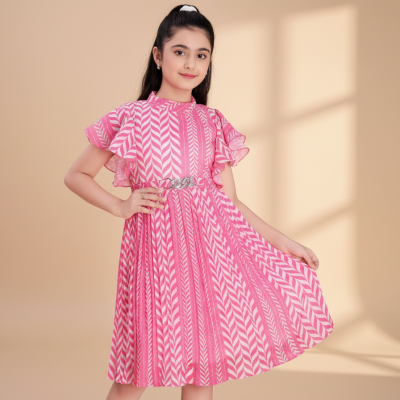 Sweet Chevron Charm Dress – Pink Delight