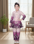 Royal Plum Floral Printed Girls Co-Ord Set